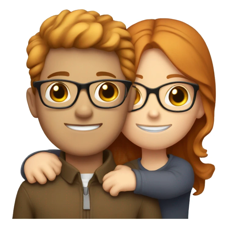 BROWN haired white boy with glasses hugging ginger girl  sticker