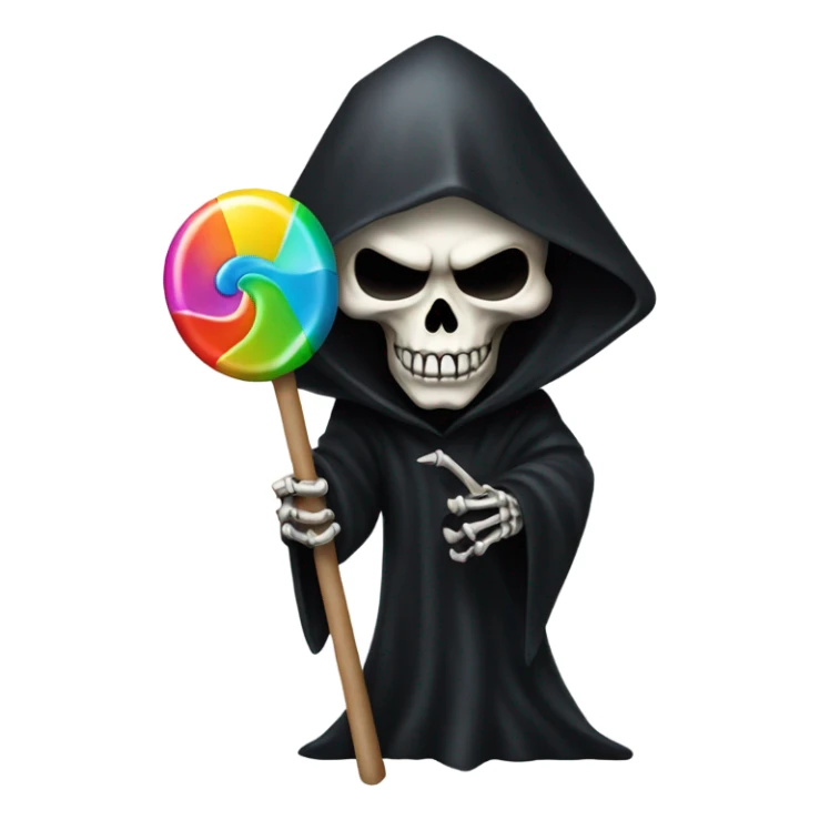 Evil skull grim reaper holding a lollipop  sticker
