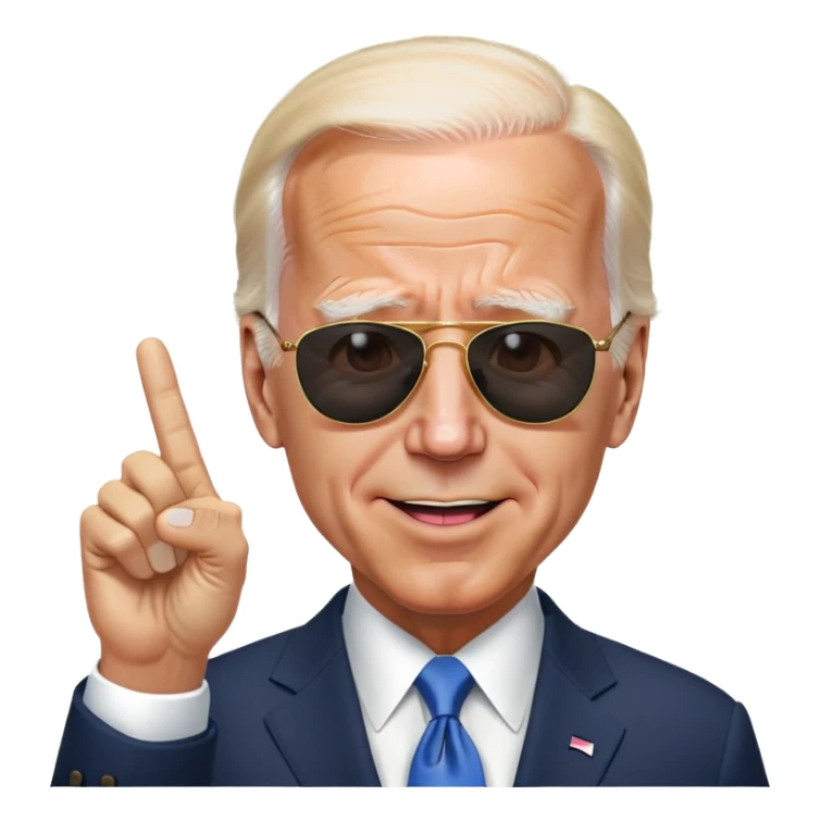 Biden sunglasses peace sign tongue suit sticker