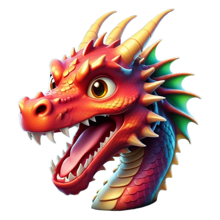 Cinematic Comical Dragon Portrait Emoji, Head tilted dramatically with an exaggeratedly amused expression, featuring a striking, glossy scaled body with bold, angular features and wide, expressive eyes filled with playful disbelief, Simplified yet hilariously expressive features, highly detailed, glowing with a slightly sassy, otherworldly glow, high shine, dramatic yet playful, stylized with an air of cheeky mythical mischief, soft glowing outline, capturing the essence of a spirited and over-the-top dragon that looks ready to breathe fire into internet fame instantly! sticker