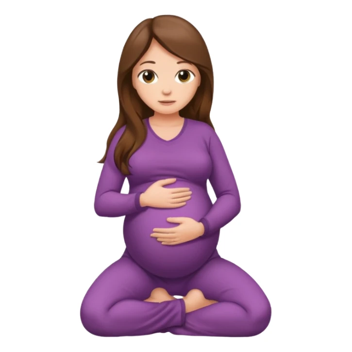Pregnant long brown hair kneeling sticker