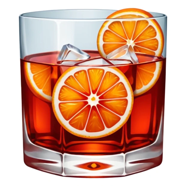 negroni without fruit in the glas but one big icecube sticker