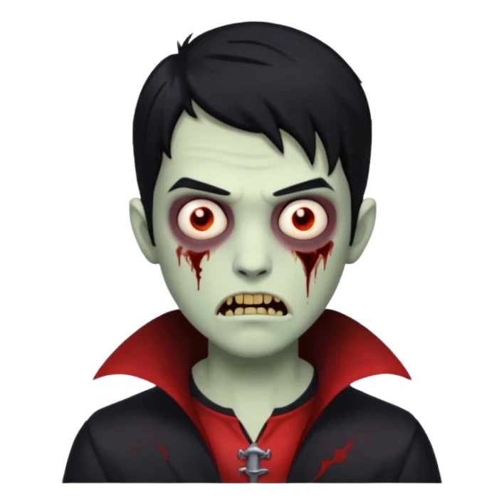 male teen with black hair zombie vampire sticker