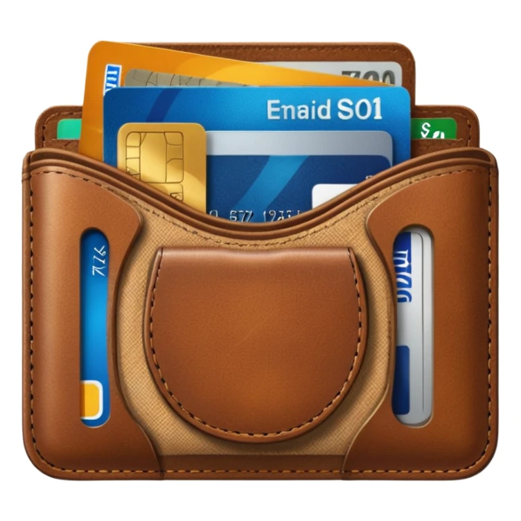 portefeuille marron avec billet et carte bancaire sticker