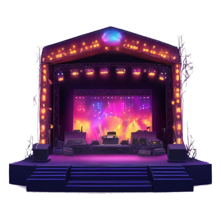 music festival stage with neon lights and production special effects sticker