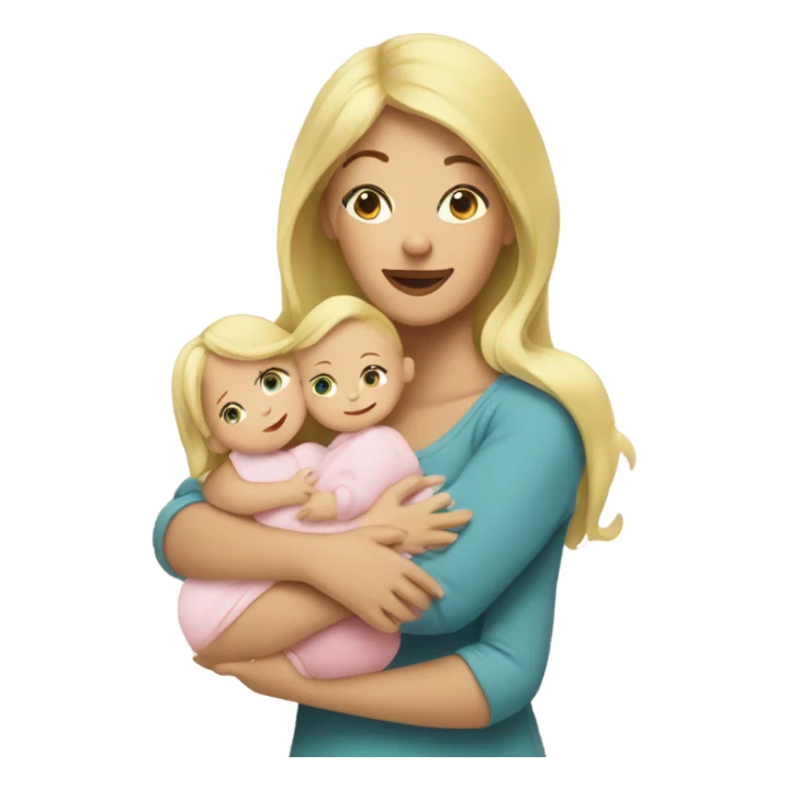 blonde woman holding three babies sticker