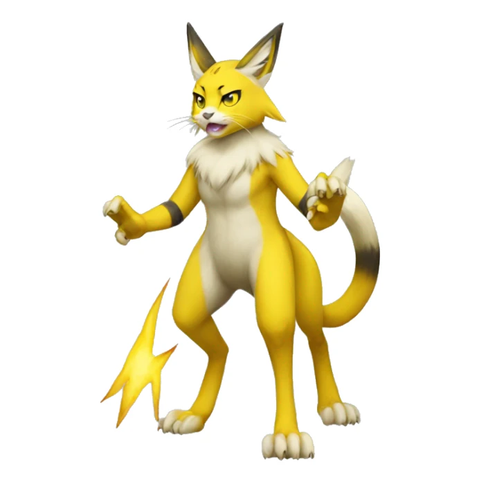Yellow lombax-Zeraora-Renamon-cat full body sticker