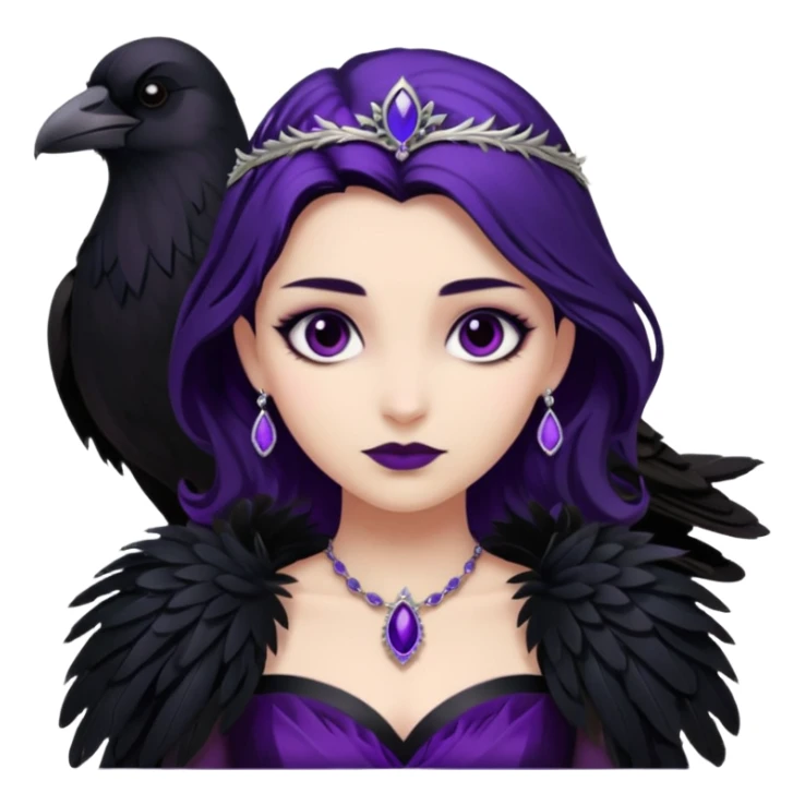 Raven Princess – feather brooch + plum blackgown,Shadow Princesses. sticker