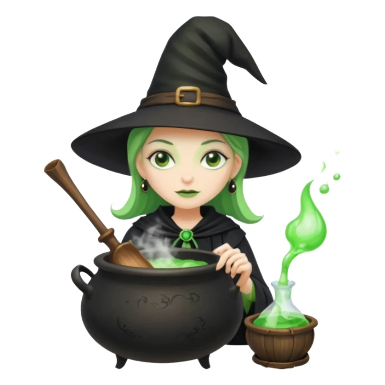 green witch cooking potion sticker