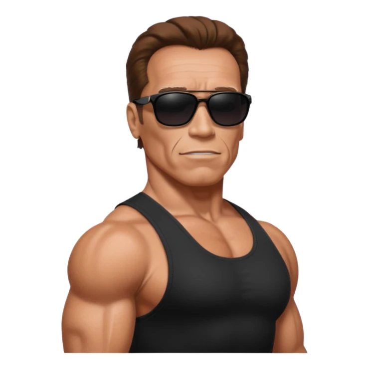 terminator shwartzneger only top in black galssess sticker