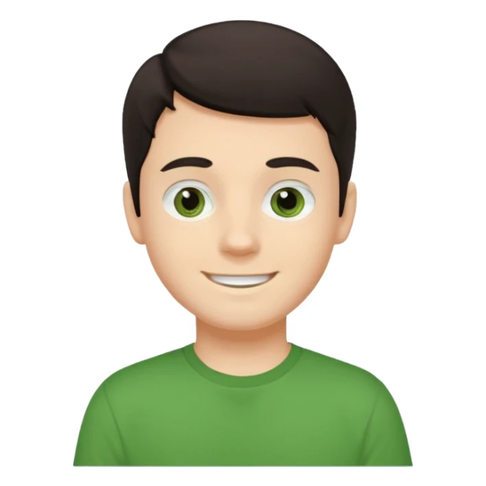 Um rapaz branco de olhos e cabelos escuros e camiseta verde sticker