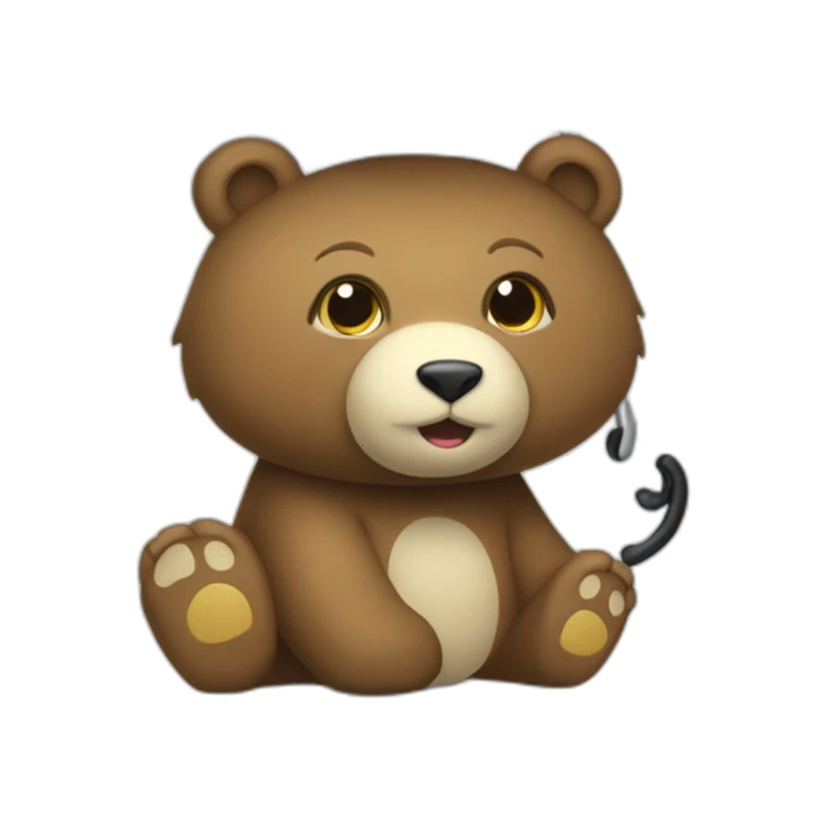 Chat dans les bras d’un ours avec parapluie sticker