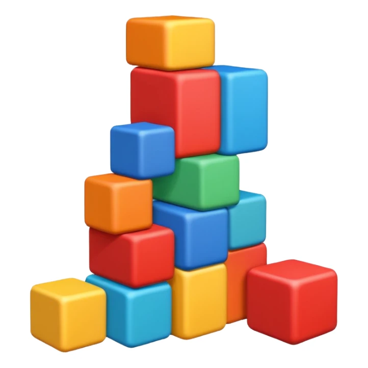 Block blast all forming an hexagon irregular but no hexagons, mized 3d sticker