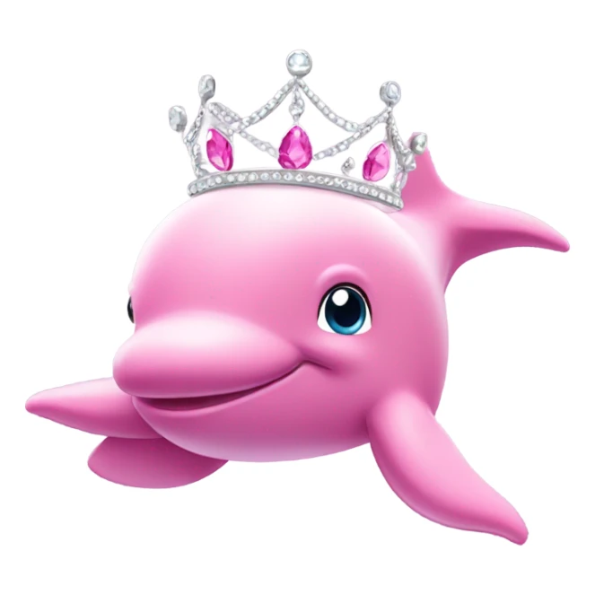 pink dolphin with a silver tiara and pink gems  sticker