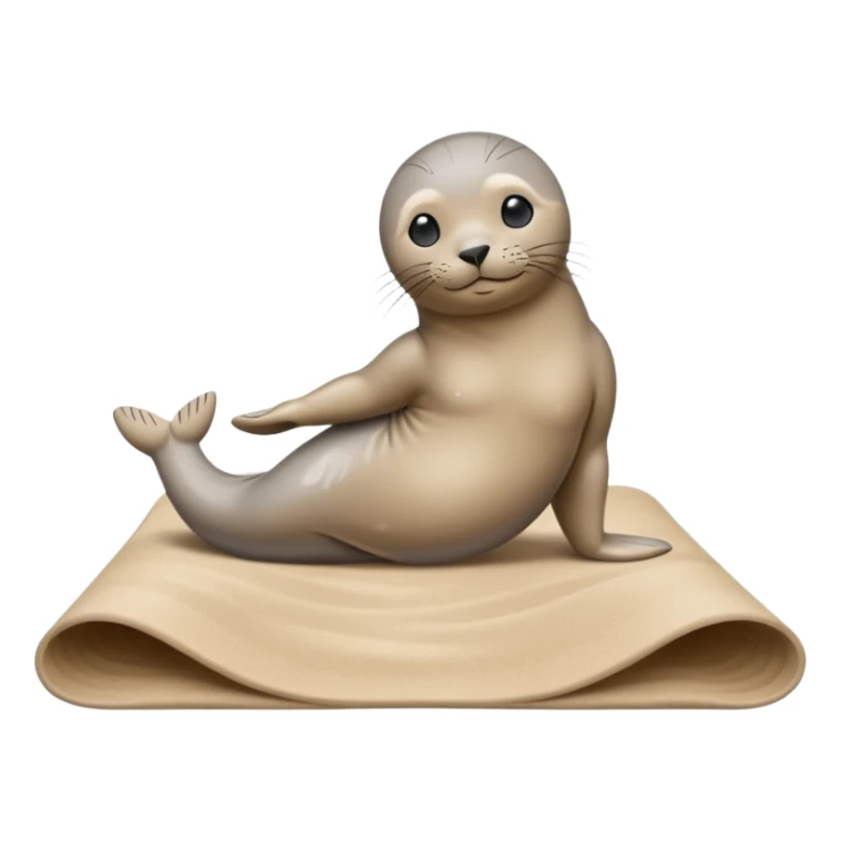 Seal on yoga mat on sand sticker