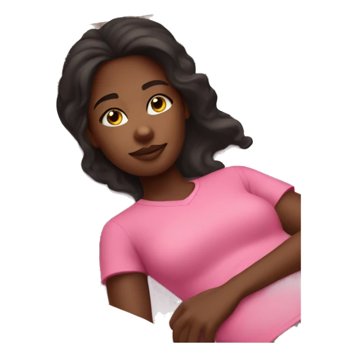 dark brown girl with pink shirt laying on pillow sticker
