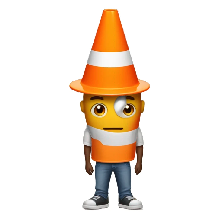 Guy with orange traffic cone instead of his head sticker