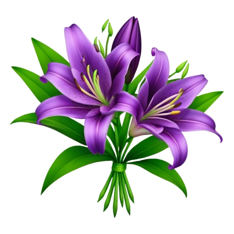 bouquet Royal Purple Lily, luxuriant, leaf, bud sticker