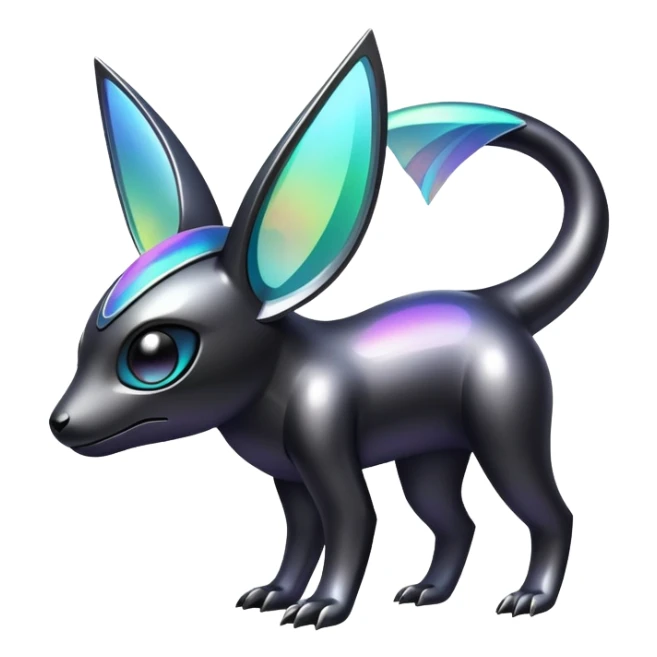 Modern futuristic Iridescent black dark fakemon-creature sticker