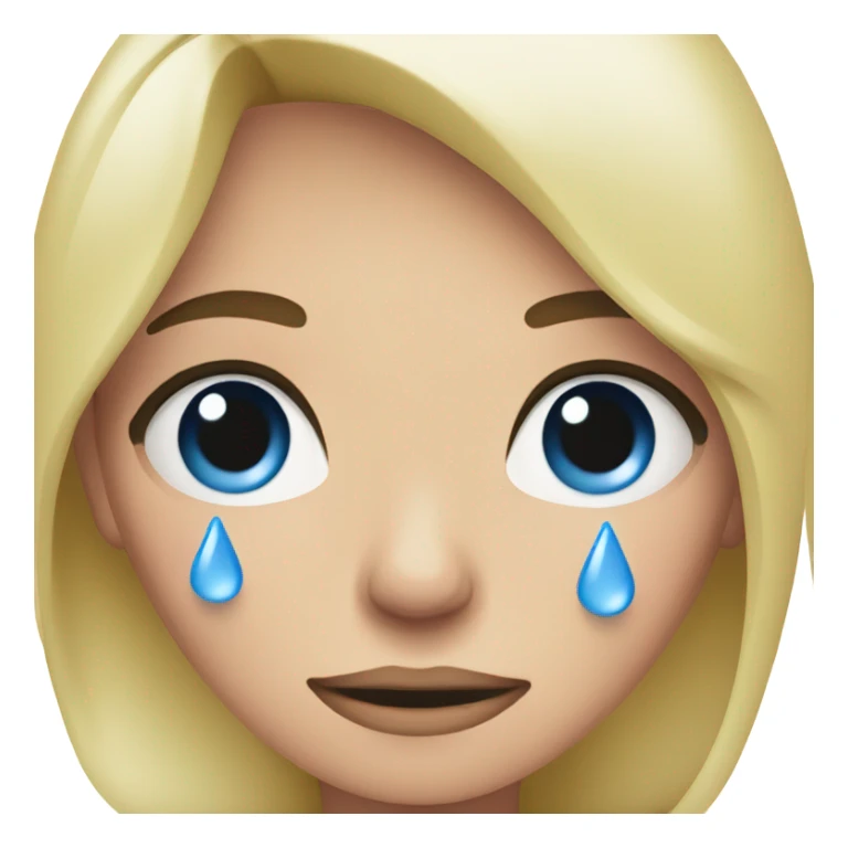 crying blue tears blonde woman. light pink shirt sticker