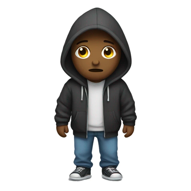 person with hoodie on looking sad and walking with hands in his hoodie sticker