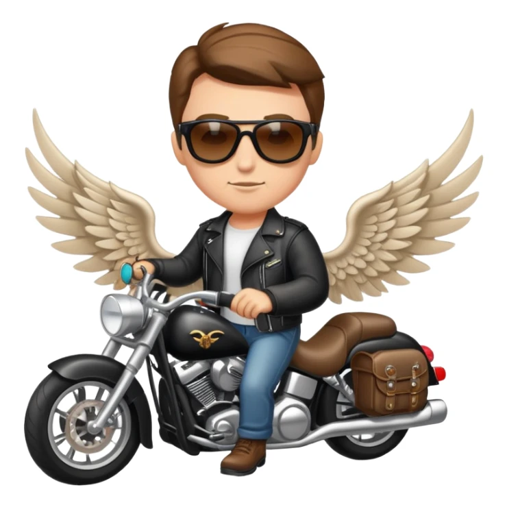 Biker with wings wearing sunglasses  sticker