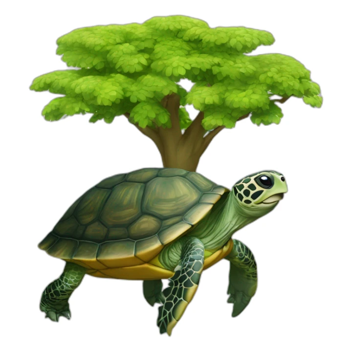 tortue avec un arbre sur elle sticker
