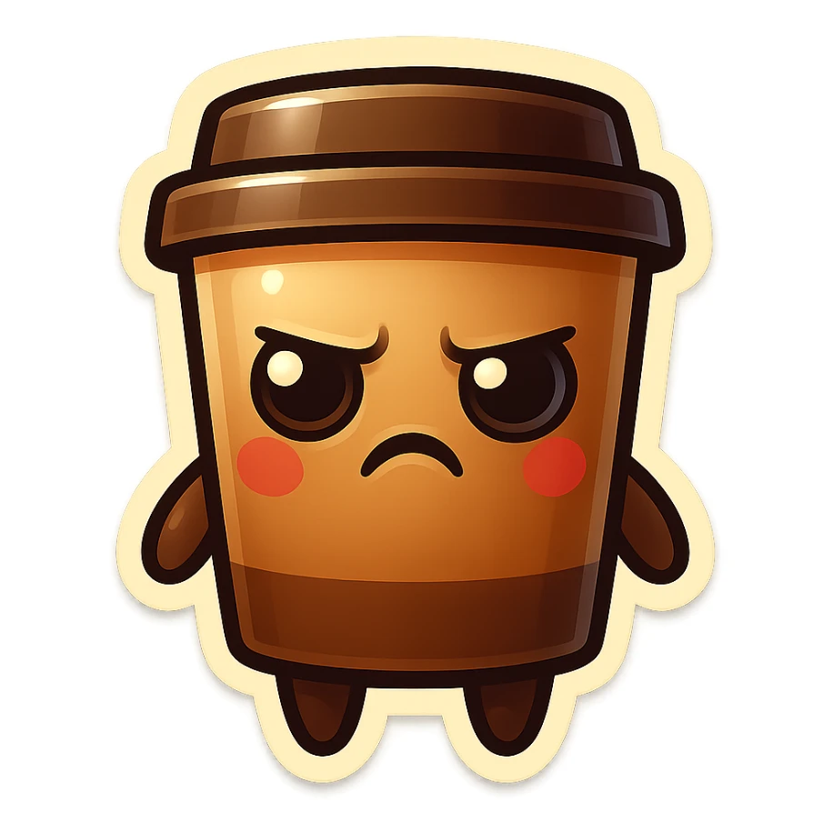 Tall coffee cup, annoyed, disturbed sticker