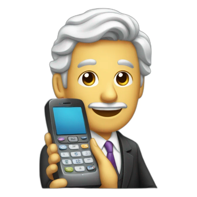 empresario teniendo una llamada telefonica con su celular sticker