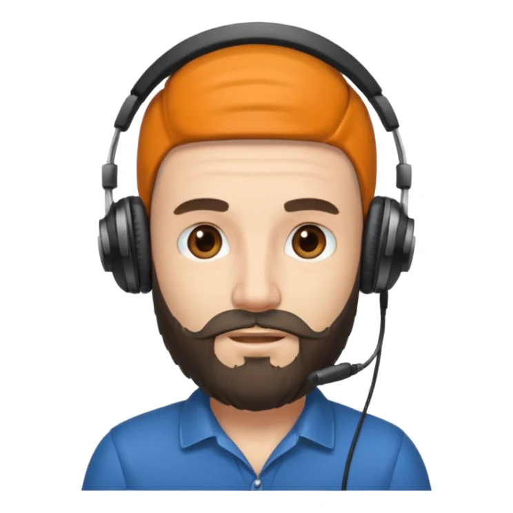 create a Men with Beard and Headphones and some hairs on his head sticker