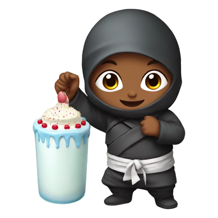 baby ninja with milk bottle and birthday cake  sticker