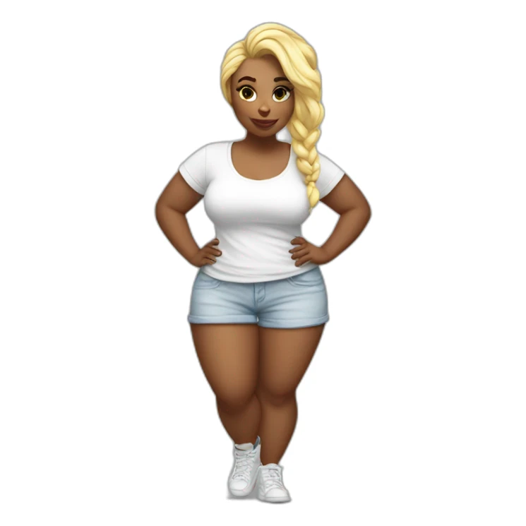 Curvy white hip hop girl full length sticker
