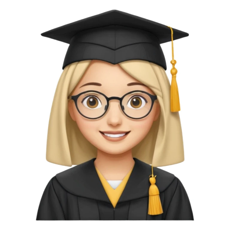smiling hijabi girl with round glasses and graduation cap sticker