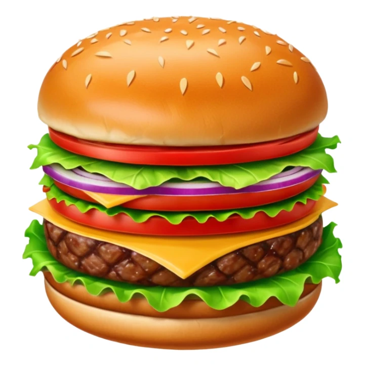 Hamburger emoji: ONE MEAT, ONE LETTUCE, ONE TOMATO,ONION  sticker