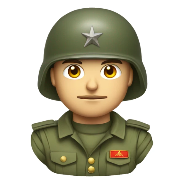 ussr soldier serious with military helmet sticker