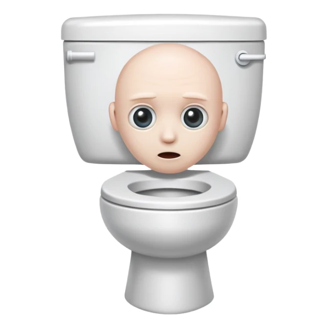 A toilet with a head sticking out sticker