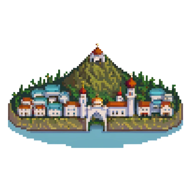 illustration of Nalchik city in pixel art style sticker
