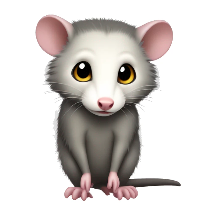 opossum full body. side profile, facing right small eyes. Not cute sticker