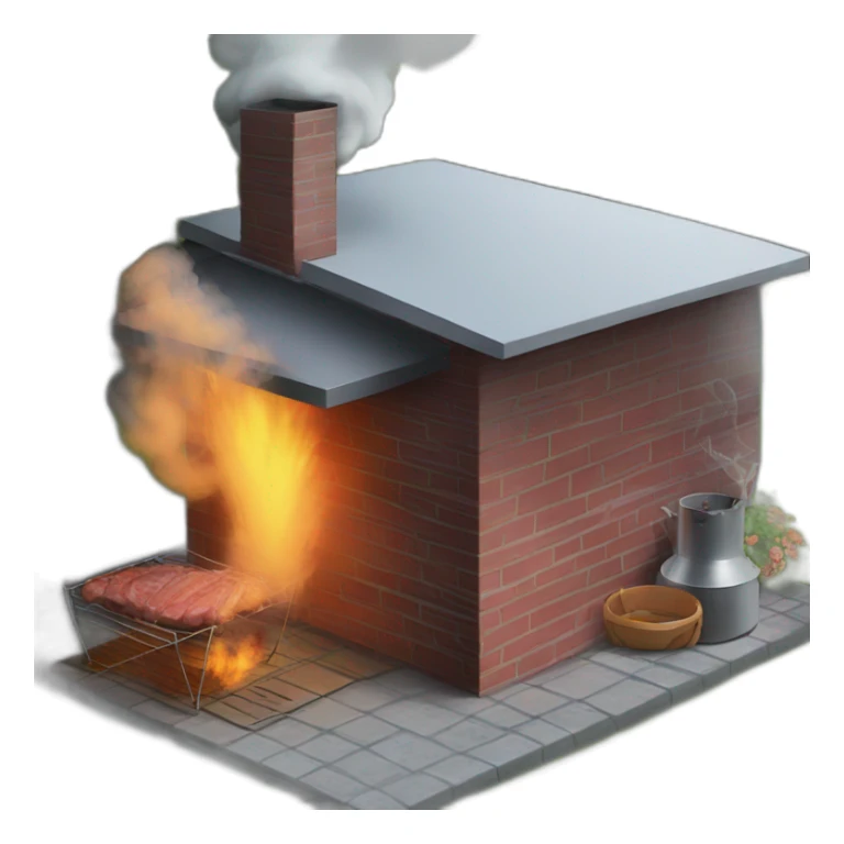 a meat smoker in the backyard billowing smoke from its chimney sticker