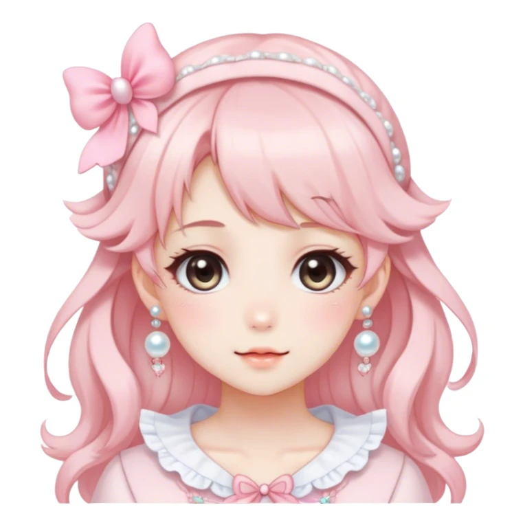 Gorgeous anime style lady with blushing face and accessories cottagecore fairycore Kawaii anime colorful pearly romantic aesthetic trending style sticker