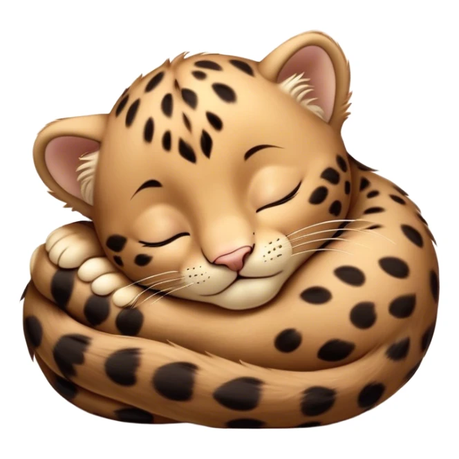 Meme-Worthy cute Sleeping Baby Panther Portrait Emoji, Head resting peacefully with a contented smile, showcasing a luxuriously soft, compact form and eyes gently closed in serene slumber, Simplified yet comically adorable features, highly detailed, glowing with a soft, drowsy glow, high shine, relaxed and utterly lovable, stylized with an air of playful laziness, bright and heartwarming, soft glowing outline, capturing the essence of a sleeping baby panther that feels destined to become the next viral icon of adorable rest! sticker