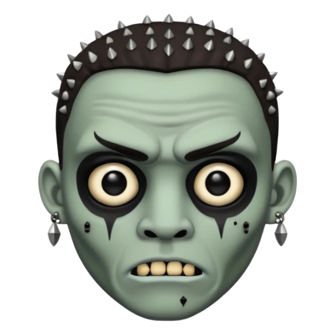 Zumbi man, white, black eye, studded earrings on both ears sticker