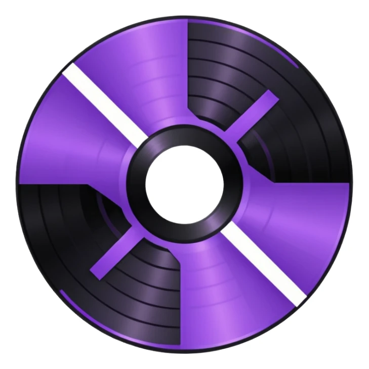 black 8-bit record disc with a purple middle label sticker
