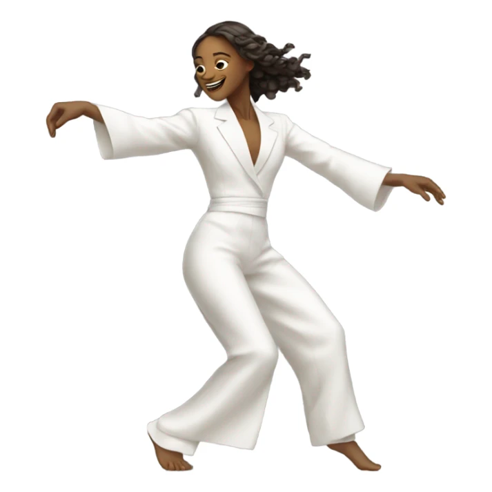 a girl in a long white suit dances a national Caucasian dance sticker