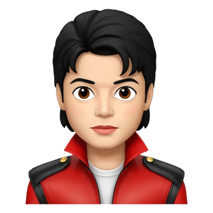 Michael Jackson light skin, black hair, brown eyes, red and black outfit sticker