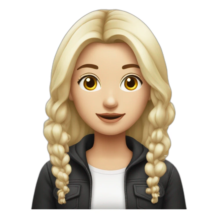 Ragazza con capelli lunghi neri con ciuffi bianchi davanti sticker