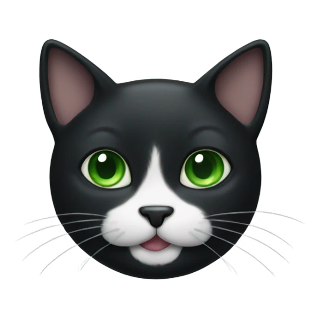 black cat with green eyes and a white mustache  sticker
