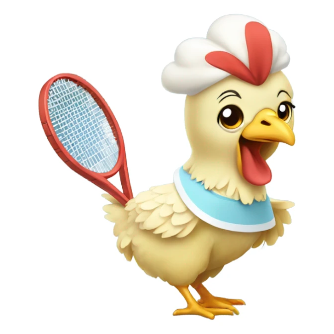 Sweet baby girl chicken playing tennis sticker