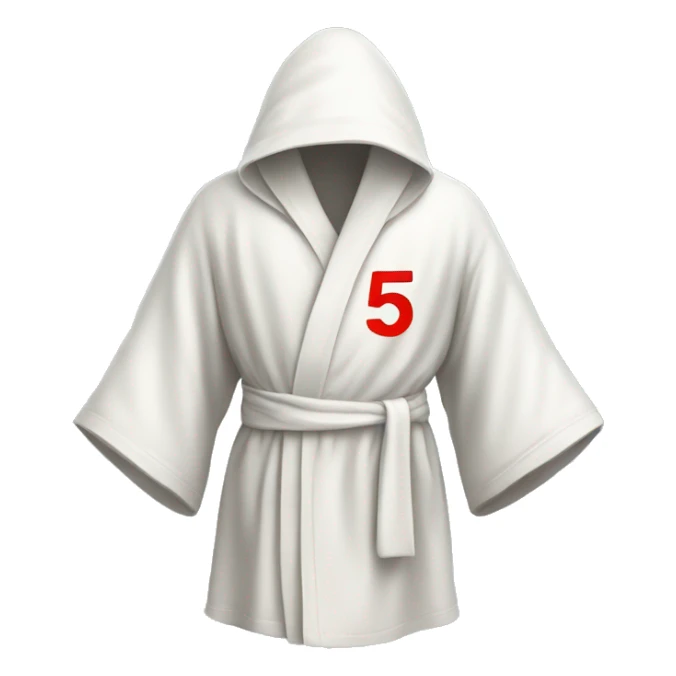 white robe with the number 5 in red on it sticker