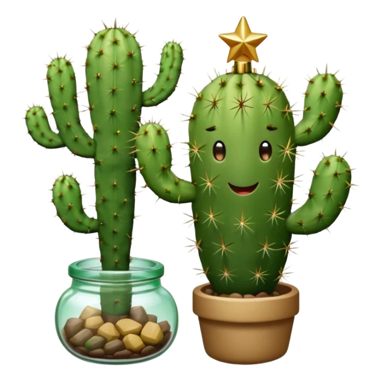 Cactus holding an overturned jar Christmas tree sticker